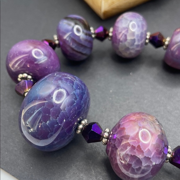 Chunky Crazy lace agate necklace C37 🔥 - Picture 3 of 6